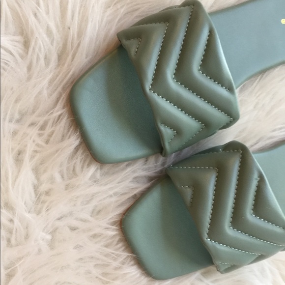 Sea Foam Quilted Square Toe Sandals - Picture 4 of 16